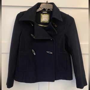 Old Navy Wool Pea Coat‎ Womens Navy Blue Jacket Shark Tooth Buttons Size Small
